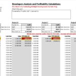 Developers Profitability Analysis Template Overview | eFinancialModels Template showing financial calculations for multiple projects with cash flow and profitability metrics.