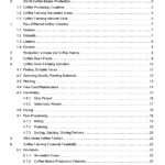 A table of contents outlining various sections of an article about coffee farming.