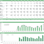 Detailed financial model showing revenue, costs, and harvest yield for pecan trees.