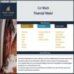 Car Wash Financial Model Table of Contents | eFinancialModels Detailed table of contents for Car Wash financial modeling, including key reports and analysis sections.