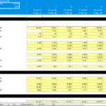 Projection of asset management revenues for external clients and in-house services in Excel format.