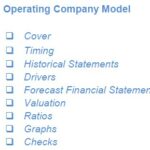 Operating Company Financial Model Overview | eFinancialModels Checklist of sections in the operating company financial model template.