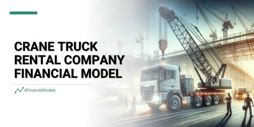 Crane truck at construction site representing rental company financial modeling.