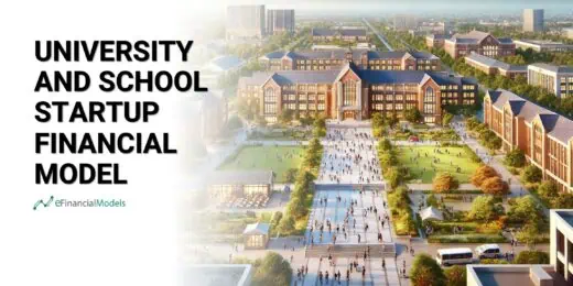 A bustling university campus image illustrating startup financial model concepts.