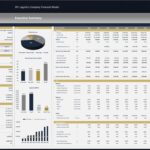 Financial model summary showing forecasts for revenue, expenses, and performance metrics.