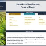 Table of contents for a hemp farm financial model, detailing reports and analyses included.