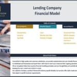 Table of contents for a lending company financial model detailing reports and setup sections.