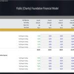 Financial model illustrating funding scenarios for a public charity foundation