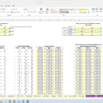 Spreadsheet detailing cash collection timing and launch mission projections by type.