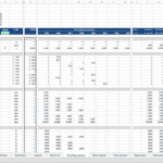 Financial model displaying rental revenues, tenant details, and lease periods in Excel.