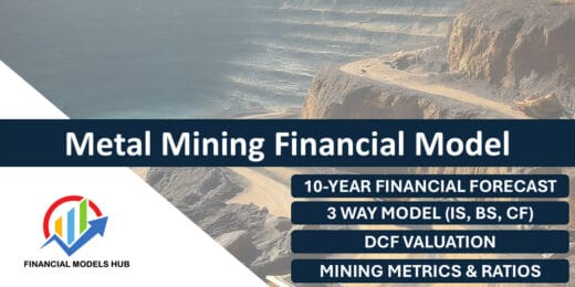 Comprehensive view of a financial model for the metal mining sector with key features highlighted.