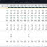 Detailed cash flow budget for a cocoa processing facility, displaying monthly revenues and expenses.