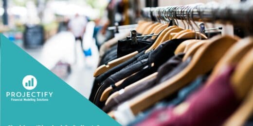 Clothing rack illustrating a financial projection model for retail analysis.