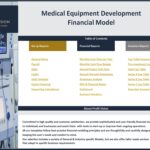 Table of contents for the Medical Equipment Development financial model template