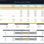 Financial valuation model showing cash flow and key metrics for a pharmacy.