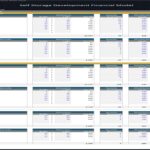 Financial model displaying self-storage unit dimensions and monthly rental rates.