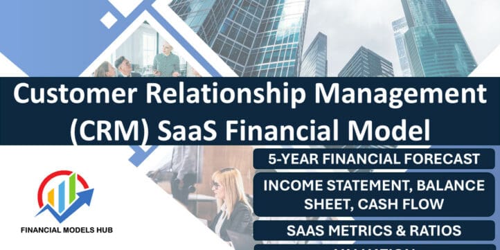 CRM SaaS Financial Model Overview | eFinancialModels Customer Relationship Management SaaS financial model with key metrics and elements outlined.