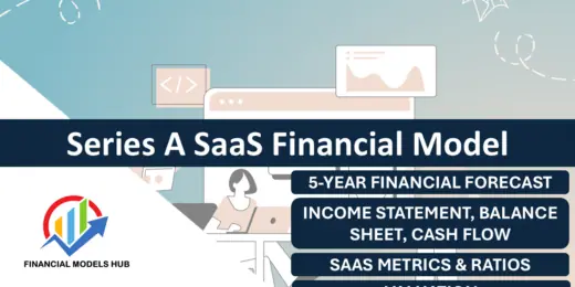 Overview of Series A SaaS financial model with key elements highlighted.