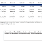 DCF Valuation Model Overview | eFinancialModels Discounted cash flow model showing net income, growth rates, and valuation metrics.