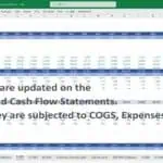 Financial model income statement displaying revenue and expense categories for 2025.