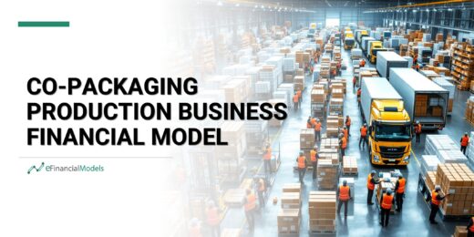 Warehouse with workers and trucks in a co-packaging production environment