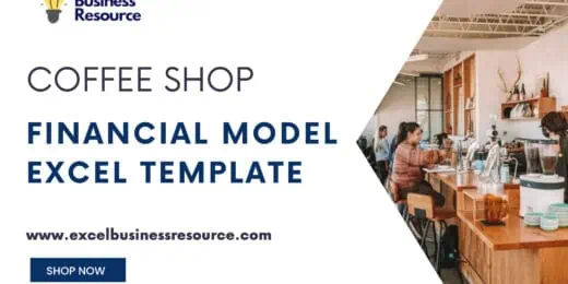 Promotional visual for coffee shop financial model Excel template