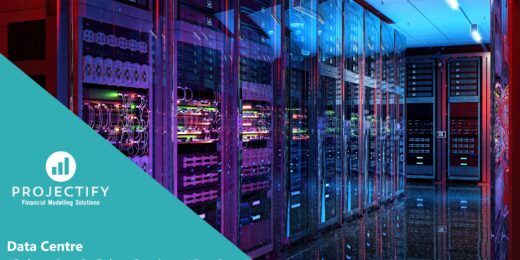Colorful data center depicting infrastructure for financial modeling services.