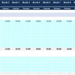 Direct cost forecast table showing monthly expenses for construction materials and tools.