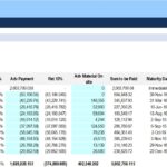 Financial model showing project payment details, including values and retention rates.