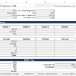 Financial model input sheet for Zara retail store showing investment and loan information.