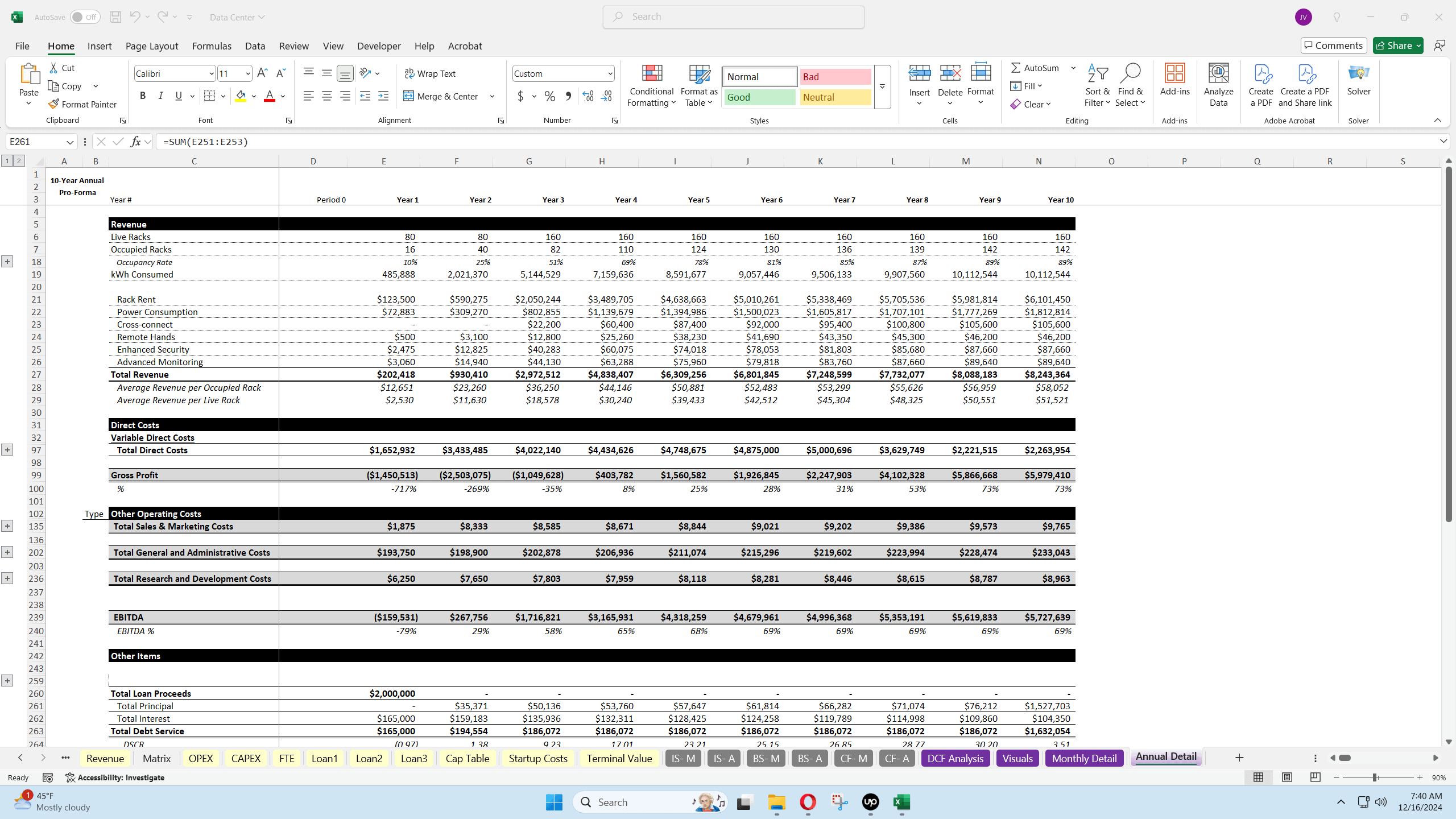 Data Center 10-year Financial Model Template | eFinancialModels