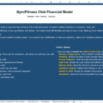 Instructions for inputting key assumptions in a gym financial model template