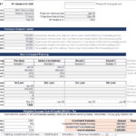 Financial model input sheet displaying investment planning and financial data fields.