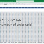 Input section in an Excel model for tracking units sold per product.