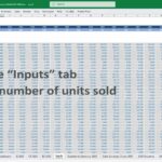 Excel inputs tab for units sold by month in ceramics financial model.