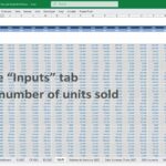 Excel sheet displaying units sold input data for 2025 and 2026.