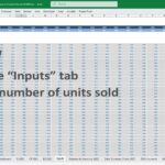 Excel template showing units sold input for financial modeling
