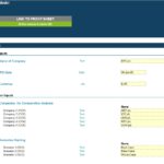 Setup inputs for IPO model, including company details and scenario names.