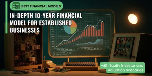 Advanced 10-Year Financial Model for Startups or Existing Businesses with Optimal Equity Investment Calculation, 3 Statements, and 5 Different Valuation Scenarios