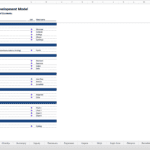Table of contents outlining sections in a warehouse development financial model in Excel.