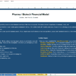 Overview of a Pharma/Biotech financial model template, highlighting key sections and inputs.