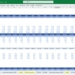 Detailed income statement template displaying 2025 revenue and expense projections