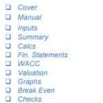 Checklist for components of a shipyard financial model template.