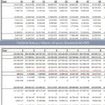 20-year balance sheet detailing income, expenses, and assets for commercial property analysis