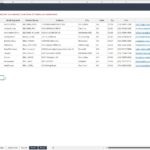 Client registration spreadsheet listing client names, types, and contact information.