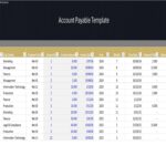 Accounts payable template displaying vendor invoices and payment details.