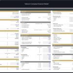 Financial model template outlining telecom revenue and cost assumptions.