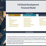 Contents page of the Toll Road Development Financial Model by Profit Vision