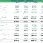 Balance sheet showing financial data including assets and liabilities for 2021-2028.