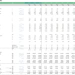 Financial ratios table featuring growth, profitability, and efficiency metrics over several years.